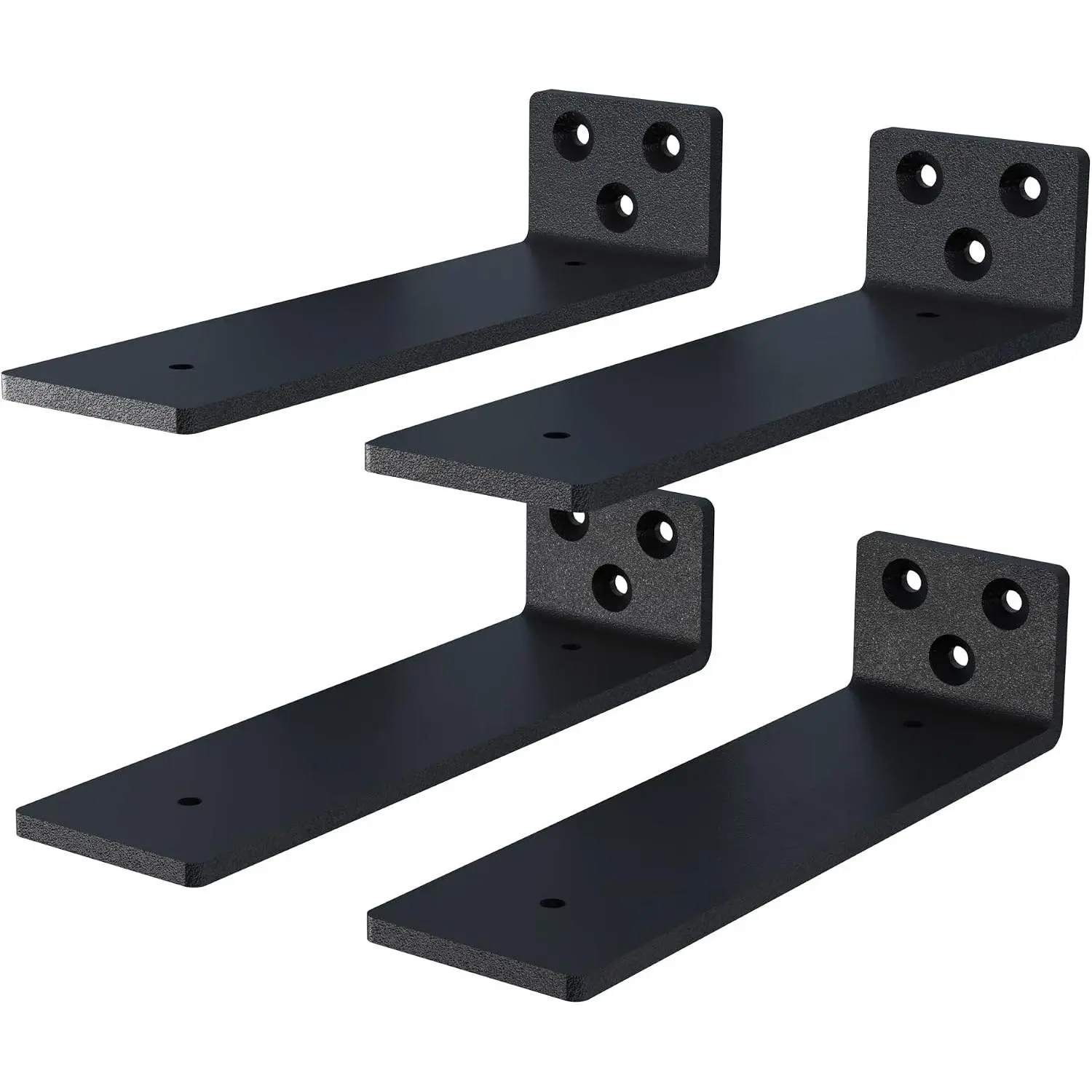 4-Pack 8 Inch Floating Shelf Brackets, Heavy Duty Hidden Shelves Bracket for Kitchen, Nursery, Black Powder Coated Steel