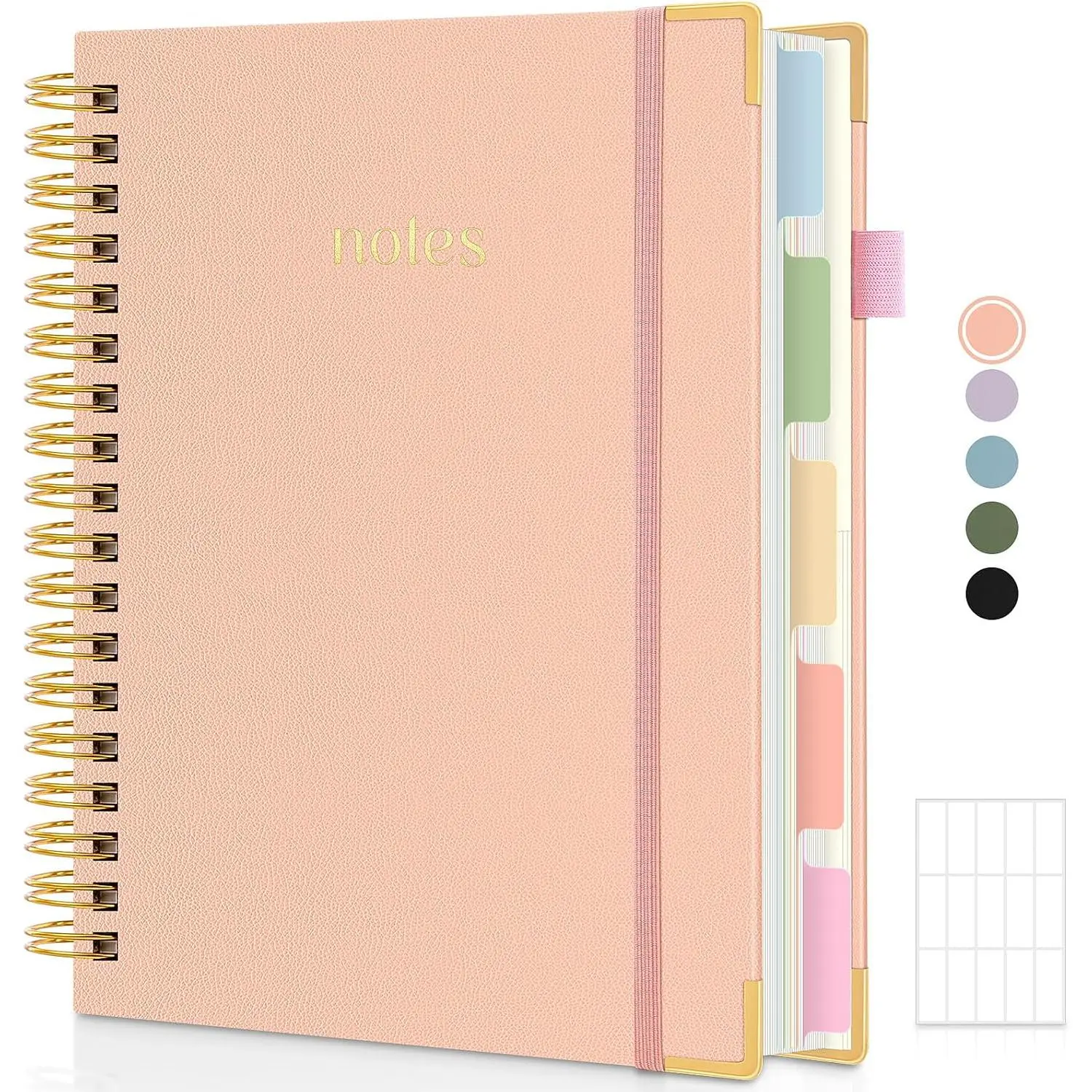 Women's College Ruled 5-Subject Spiral Notebook, 8"x10" 300-Pages, with Dividers and Tabs, for Office Use