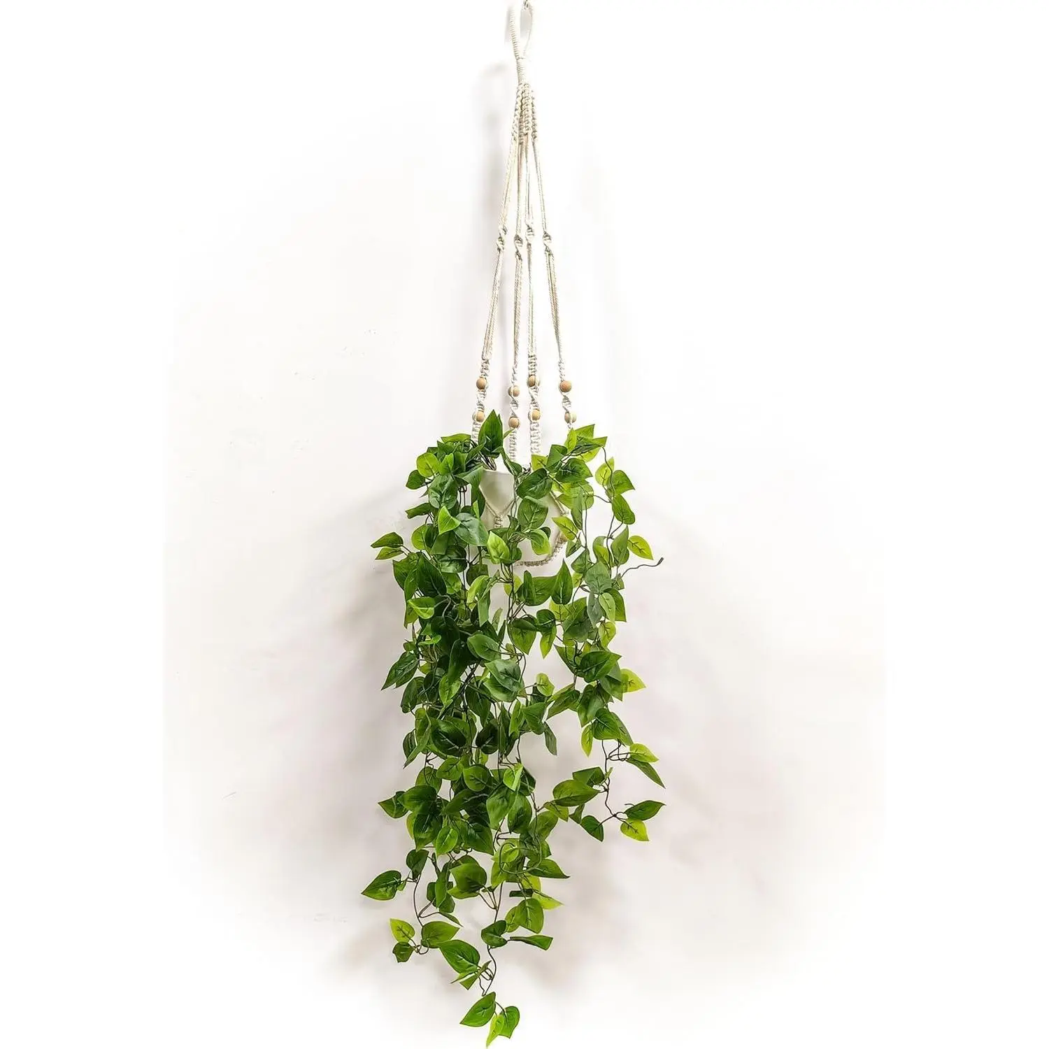 Artificial  for  Decor Macrame  Hanger with  Vines Faux  Planter Greenery for Wall Ceiling Bedroom Bathroom Kitchen Office Boho Decor Indoor
