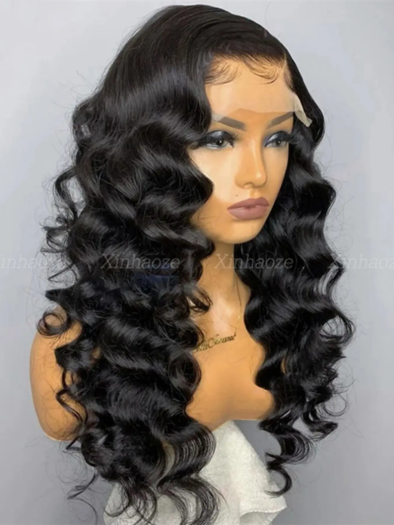 Soft Long 26 Inch 180 Density Curly Medium Wave Deep 13x4x1 Front Lace Wig, Glueless Hair Wigs Heat Resistant Daily Wear Synthetic Fiber Wig