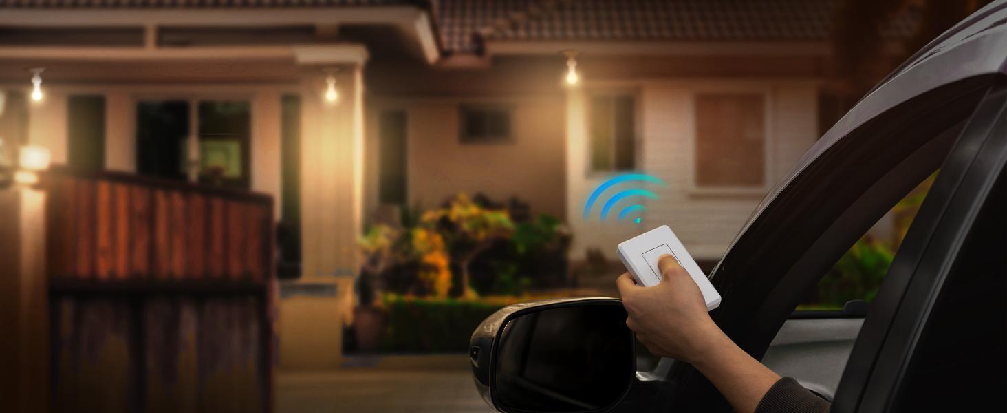 SQ-PNC004 Remote Control Light Bulb Socket, Wireless Light Switch for Pull Chain Light Fixture, Remote Light Socket E26 E27 Bulb Base with Wall Mounted Wireless Controller, No Wiring, ETL Listed