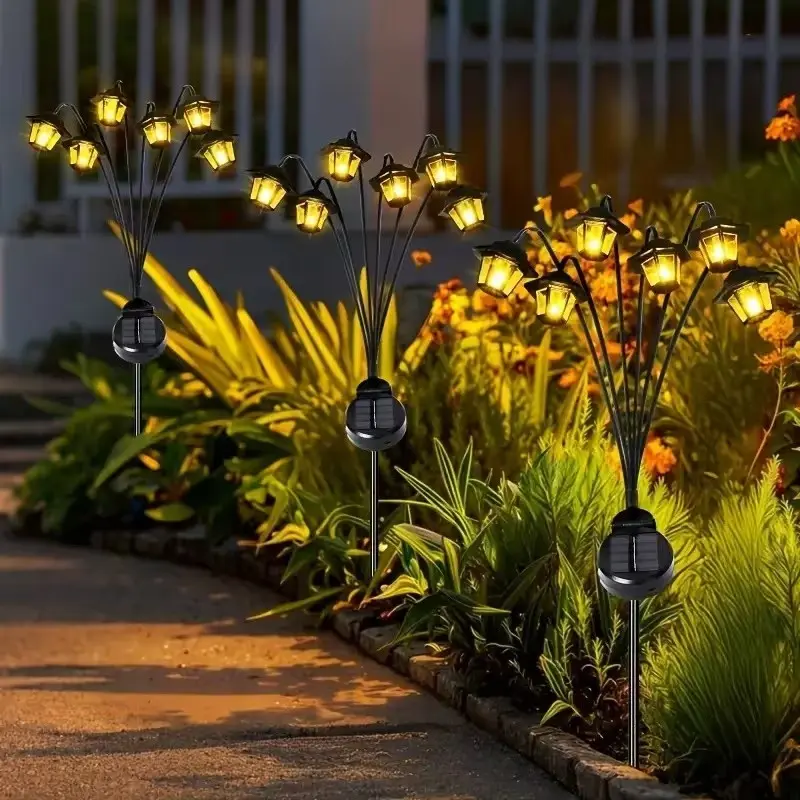 2-Pack Outdoor Solar Vintage Court Lantern Lamp, Warm Light 6led, Garden Path Lighting, High Battery Life, Festive Decor, Chinese Style, Solar Lanterns Decoration