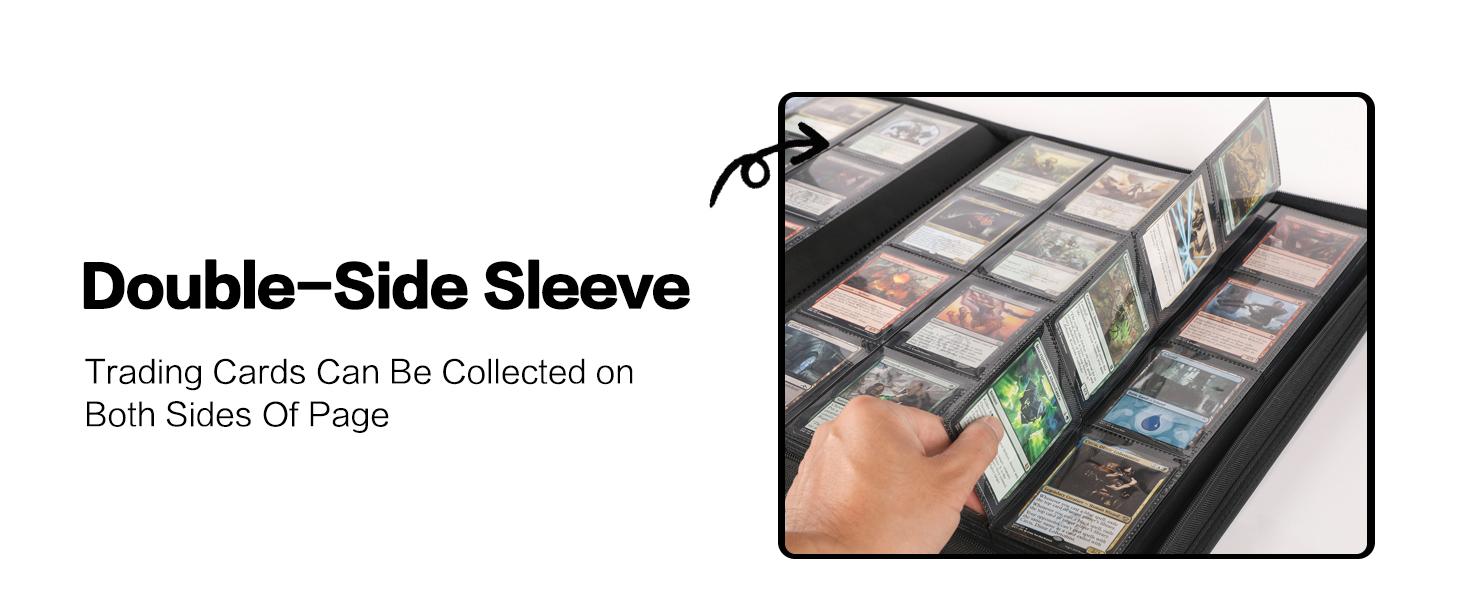 SUNDAY MIRTH Card Binder 16 Pocket - Fits 1024 Cards,4X4 Ringless Card Album with Sleeves for Trading Cards & Sports Cards(Model A,Classic Black)