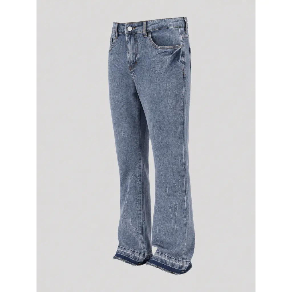 Unisex Cracked Texture Flared Stretchc Jeans, Y2K Streetwear Vintage Washed Bootcut Denim Pants, Flare Casual Trousers
