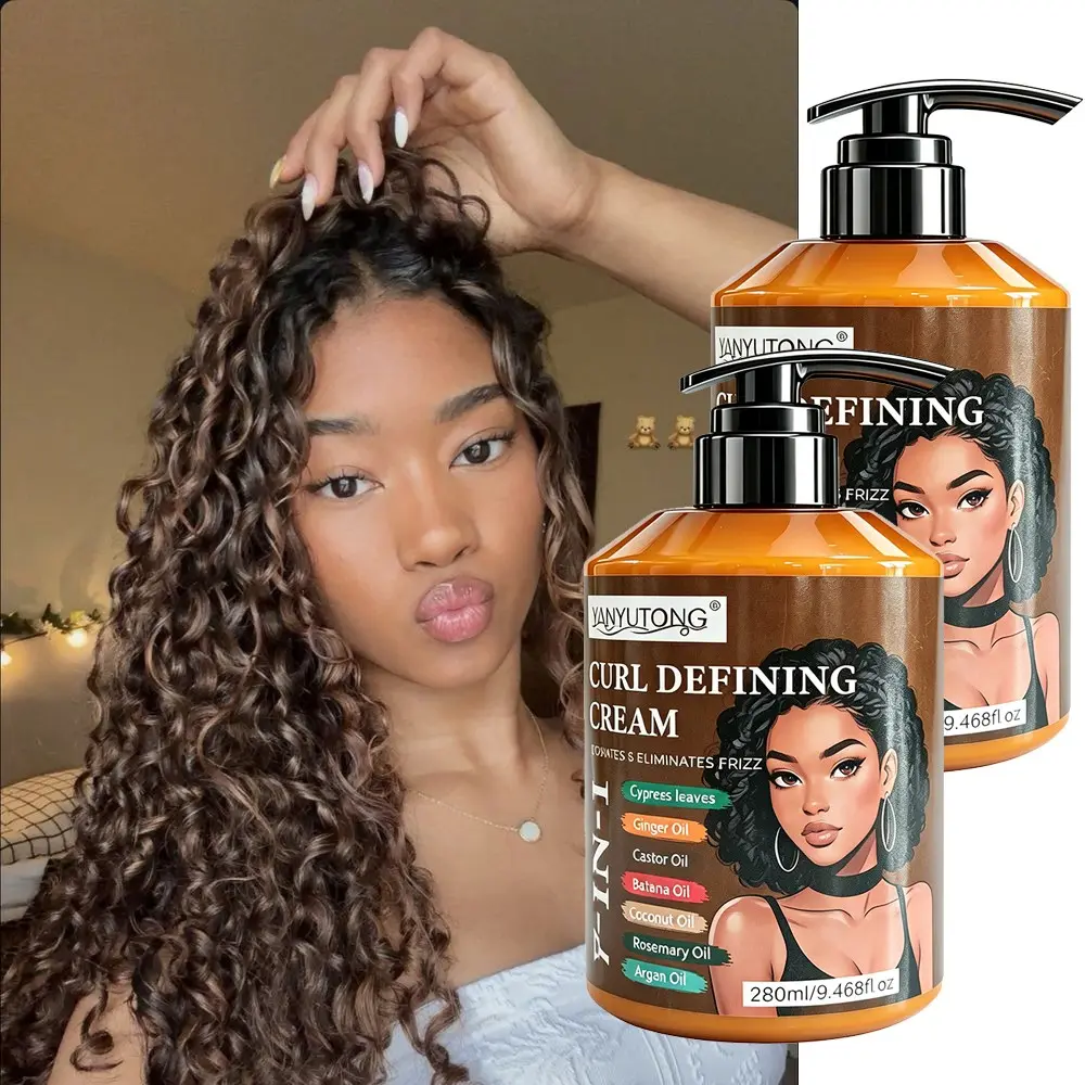 1pcs/2pcs 280ml Curling Defining Styling Cream, Haircare, a hydrating paste infused with Moroccan oil for lasting hold and elasticity, anti-frizz care, non-sticky formula suitable for wavy and curly hair types, including Black African perms