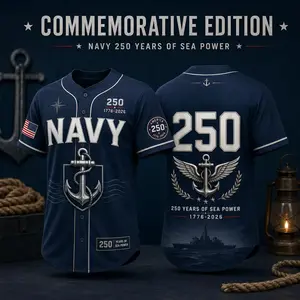 Navy 250th Anniversary Baseball Jersey, US Navy Veteran Shirt,250 Years of Sea Power Gift,America 250  Name Apparel,Independence Day celebration gift - suitable for men, women and families. T-shirt