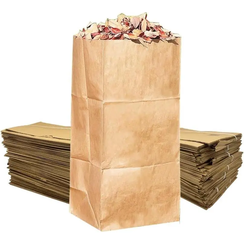 Yard Waste Bags - Large 30 Gallon Brown Paper Leaf Bags for Yard/Garden/Lawn - Environmental Friendly - Tear Resistant - Heavy Duty - 2 Ply Self Standing (Pack of 5)