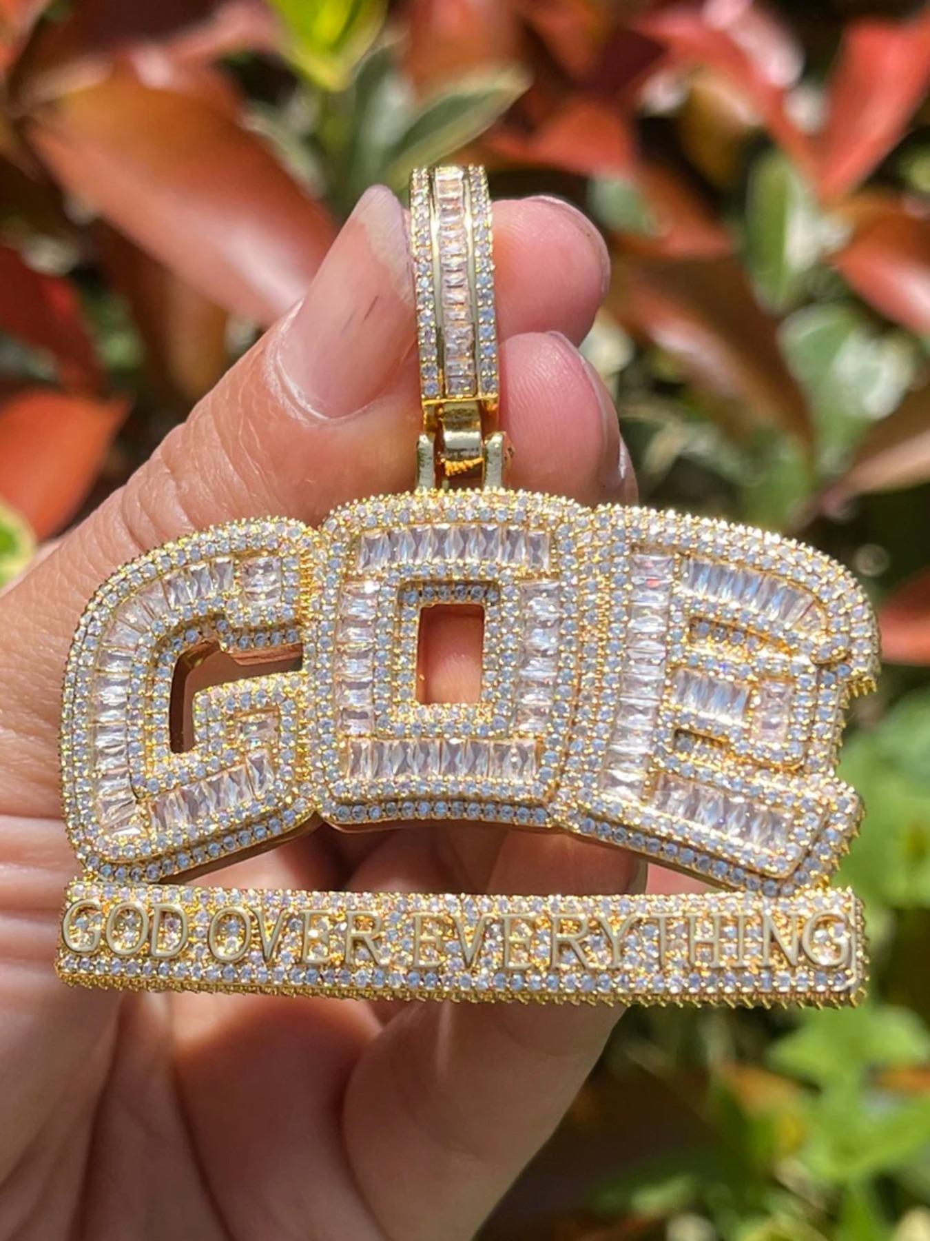 Rhinestone Decor Letter Design Pendant with Chain, Jewelry for Men, Street Trendy Charm, Hip Hop Jewelry for Party, Daily Decor, Trendy All-match & Exquisite Jewelry for Birthday Gift