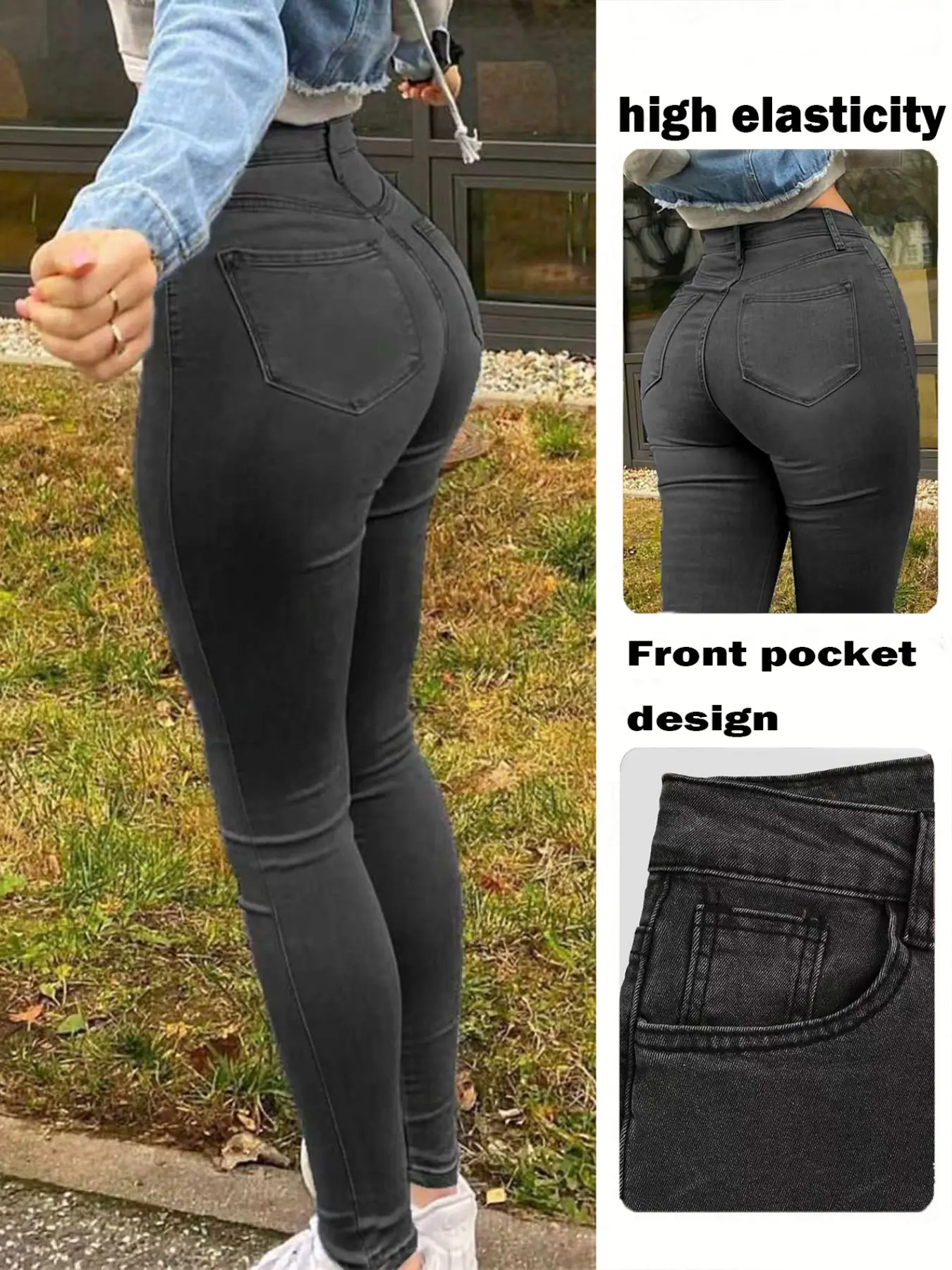 Casual Fashion Daily Women's Versatile Washed Denim High Waist Long Pants, Comfortable and Stylish, Perfect for Everyday Wear