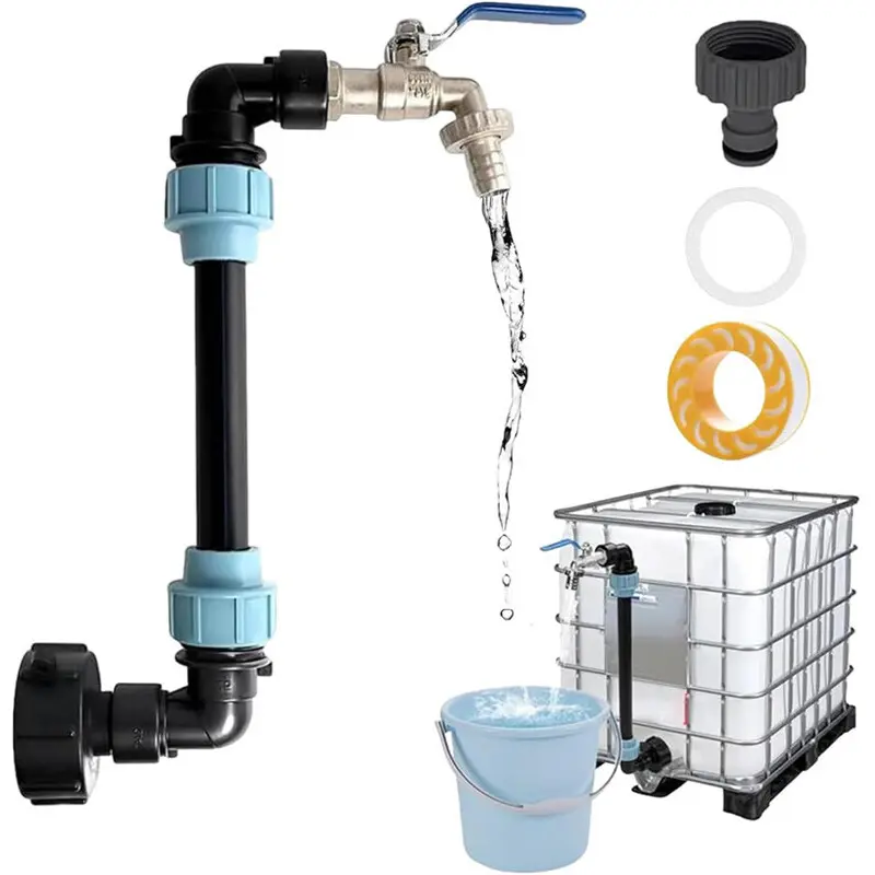 1 set of IBC tote fittings, tote accessories fittings, PE pipe fittings, elbows, tote garden accessories, Watering Attachment
