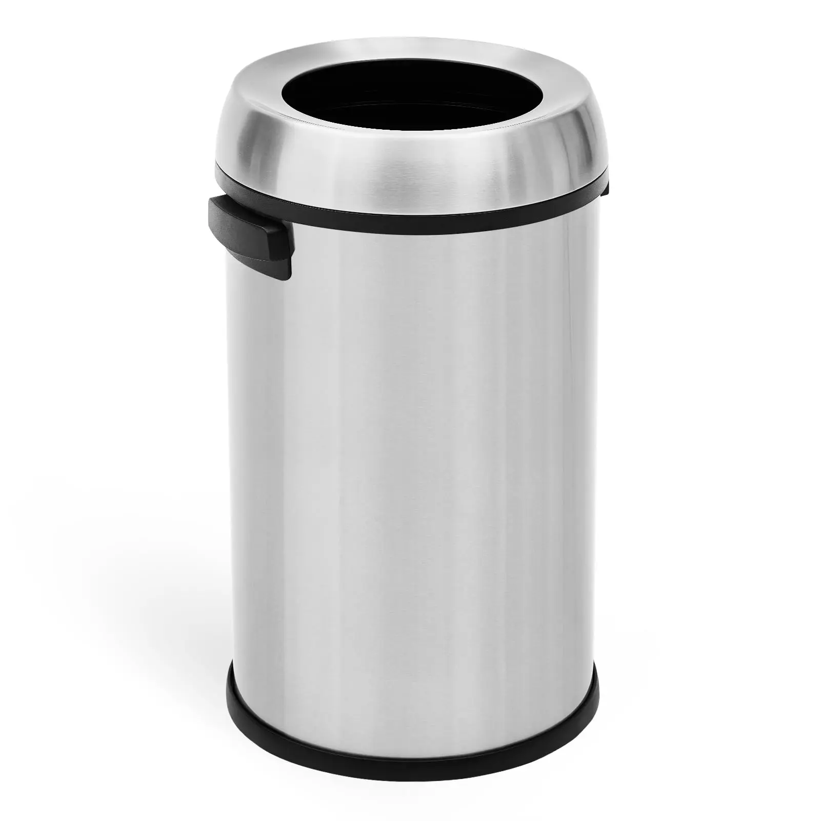 Christmas DealGARVEE 65 Liter/17 Gallon Commercial Grade Stainless Steel Trash Can with Swing or Open Top Lid, Heavy Duty Cylindrical Garbage Bin for Indoor and Outdoor Use in Home, Office, Restaurant