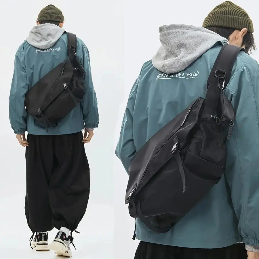 Men's Japanese-Style Large-Capacity Crossbody Messenger Bag, Casual Streetwear Shoulder Satchel, Crossbody Bag