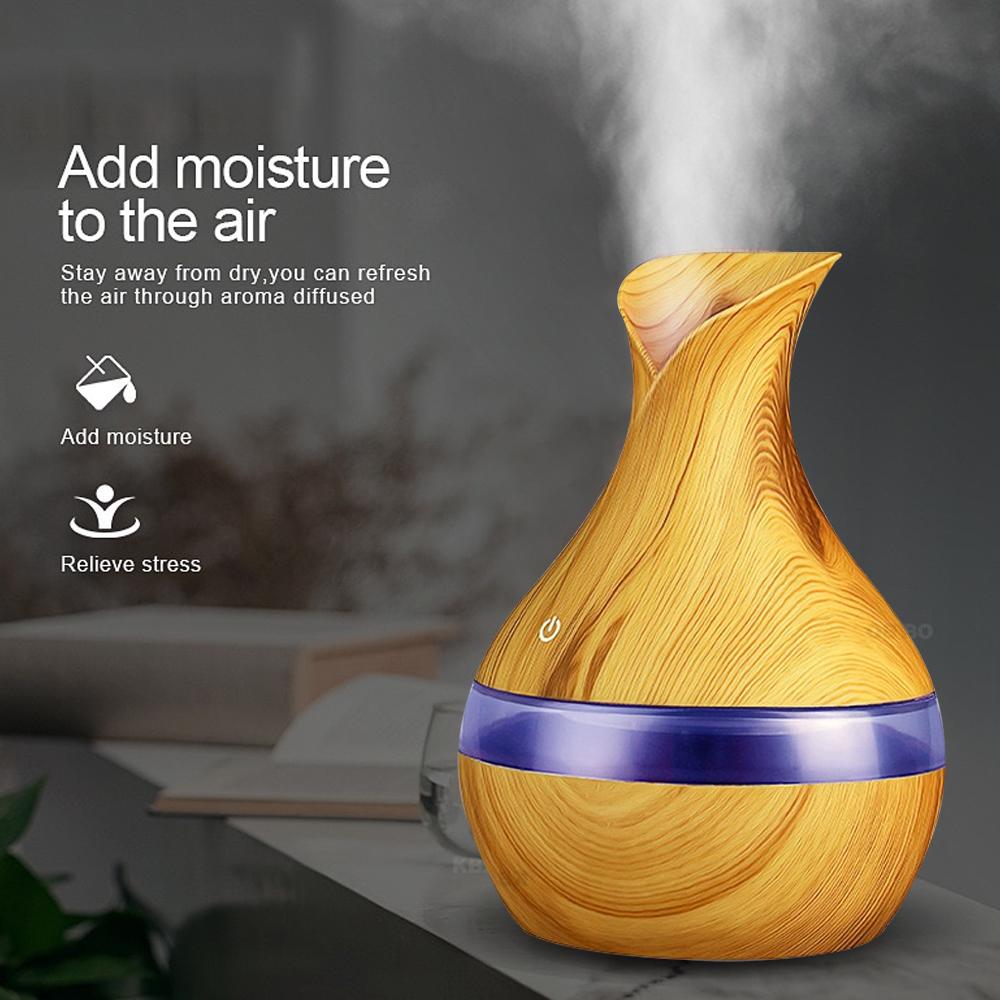 Aromatherapy Essential Oil Diffuser & Humidifier 300ml USB-Powered Quiet Fog with Night Light for Home Office Nursery Desktop