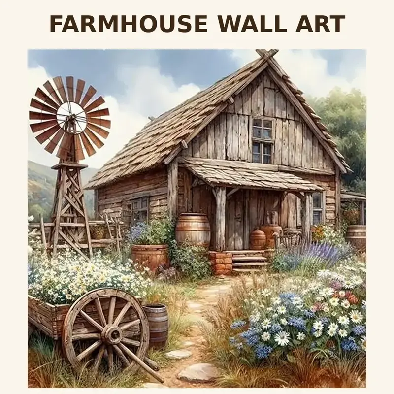 Rural Pattern Diamond Painting Kit, Adult DIY 5D Diamond Art, Home Wall Decor, Perfect Gift for Holidays, Beginner Friendly, Crafts, Diy Diamond Arts