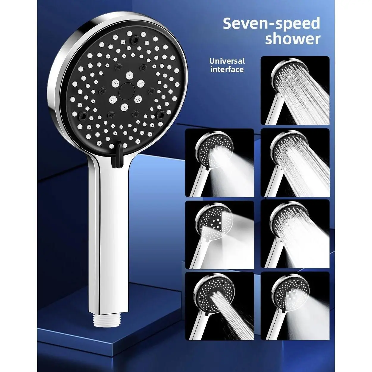 7 - Speed Boosted Pressure Filtered Shower Head, Universal Interface Handheld Shower for Bathroom, High Pressure Luxury Spa