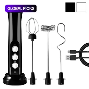 Portable Rechargeable 3-in-1 Milk Frother, Coffee Whisk Frother, Handheld High-Speed Beverage Mixer and Coffee Frothing Wand #GLOBAL PICKS