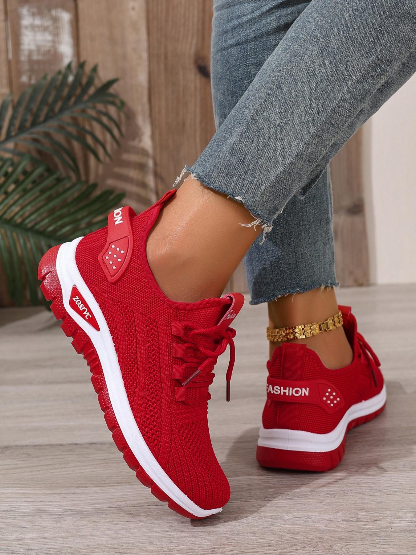 Women's Plus Size Solid Color Casual Lightweight Sneakers, Low Top Sports Shoes for Travel, Outdoor Running, Gym and Walking