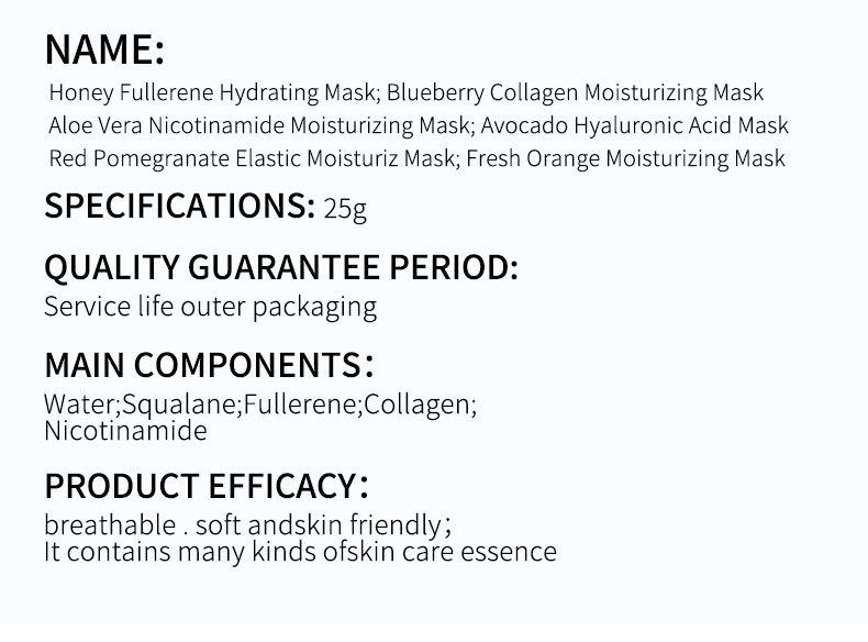 Fruit facial mask, sheet mask, moisturizing and hydrating facial mask