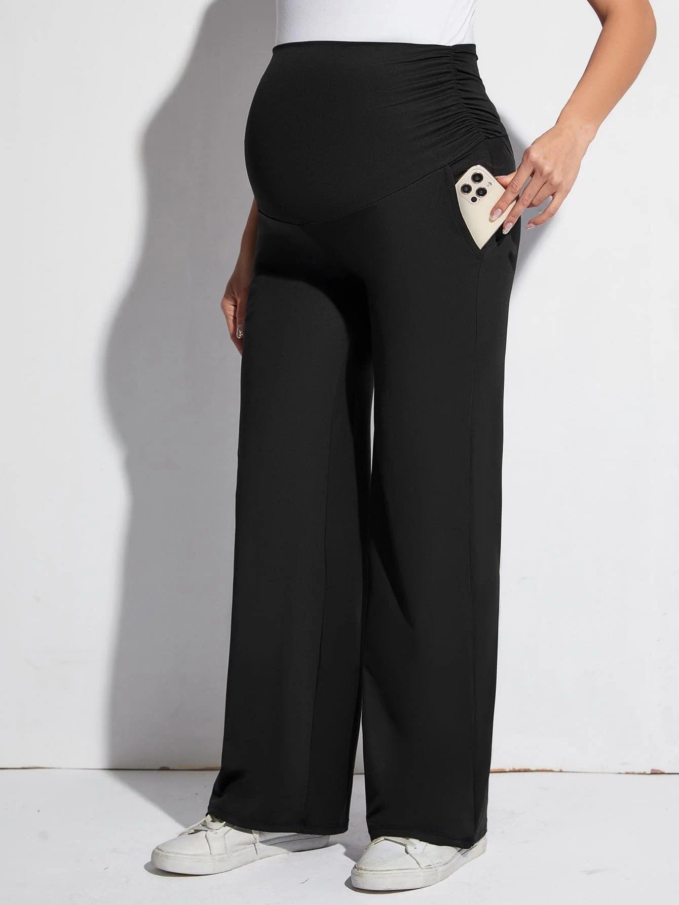 Black Slim-Fit Maternity Yoga Pants, Summer Casual, Stretchy and Versatile Sports Maternity Yoga Pants