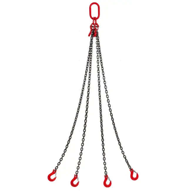 1/4"x5ft 4-Leg Chain Sling 6600Lbs/3Ton Hooks+Adjusters Engine Hoist | 6600Lbs/3Ton G80 lifting sling chains w/ 4 leg grab hooks & adjusters for engine hoist lifts