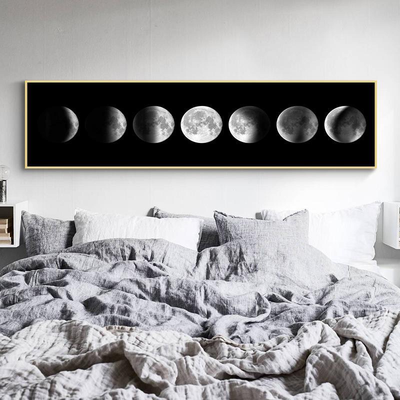 Moon Phase Pattern Unframed Painting, 1 Count Modern Artistic Canvas Wall Art, Wall Art Decoration, Wall Decor for Home Living Room Bedroom Office, Room Decor, Home Decor, Ornaments