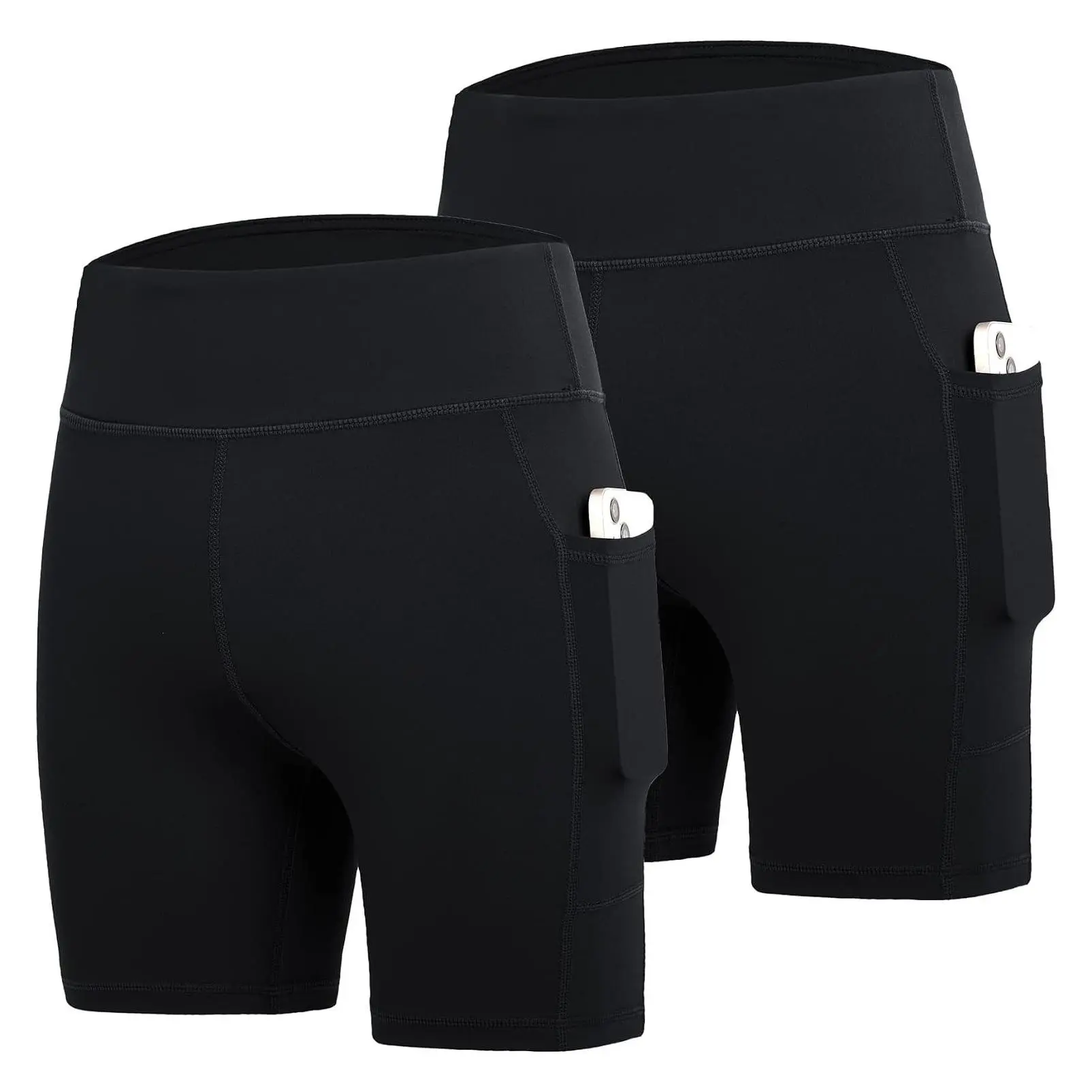 Girls 5" Spandex Volleyball Shorts with Pocket - Stretch Athletic Gymnastics Yoga Dance Compression Shorts for Youth KidsGift