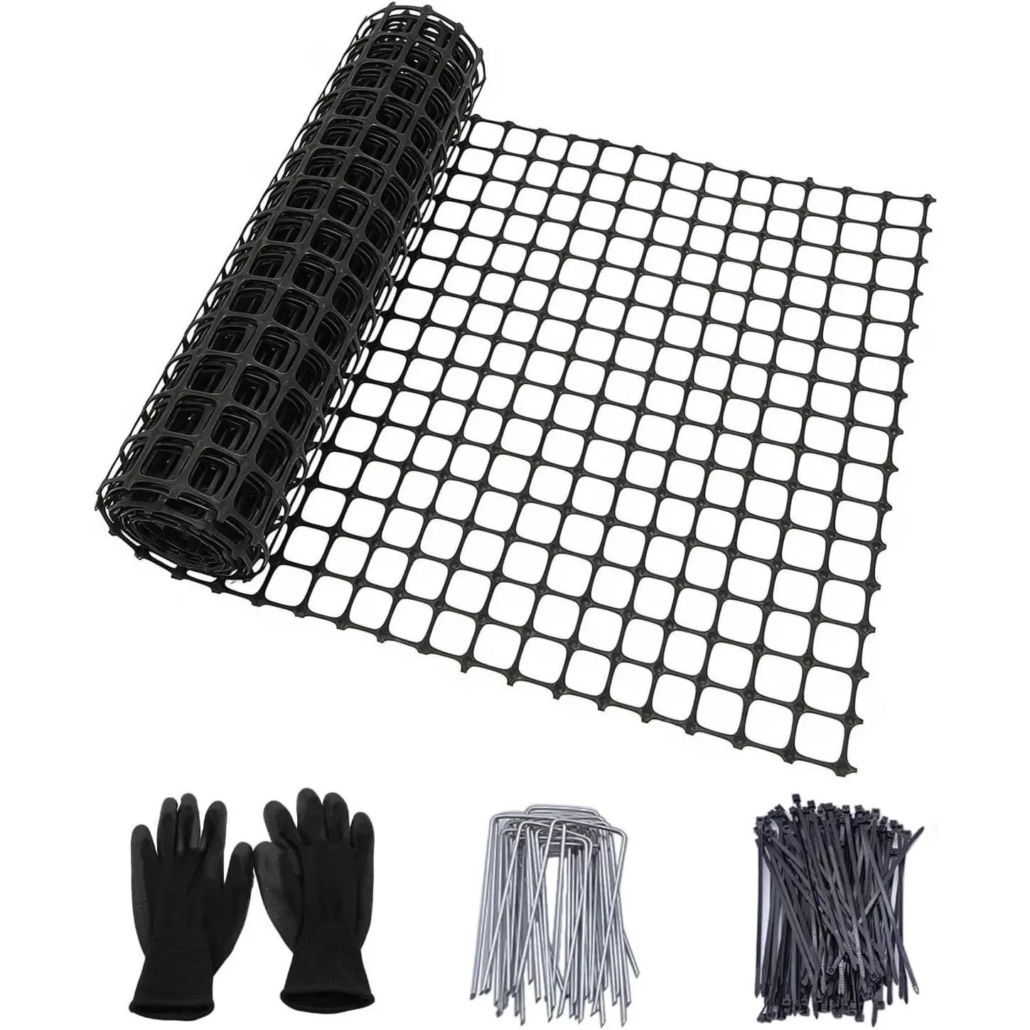 Plastic Chicken Wire Mesh Fence Roll - Black 16IN * 33FT Multi-Use Garden & Poultry Netting, Animal Barrier for Pets, Plants, Patio,Balcony, Snow Fencing & Temporary Indoor and Outdoor Use