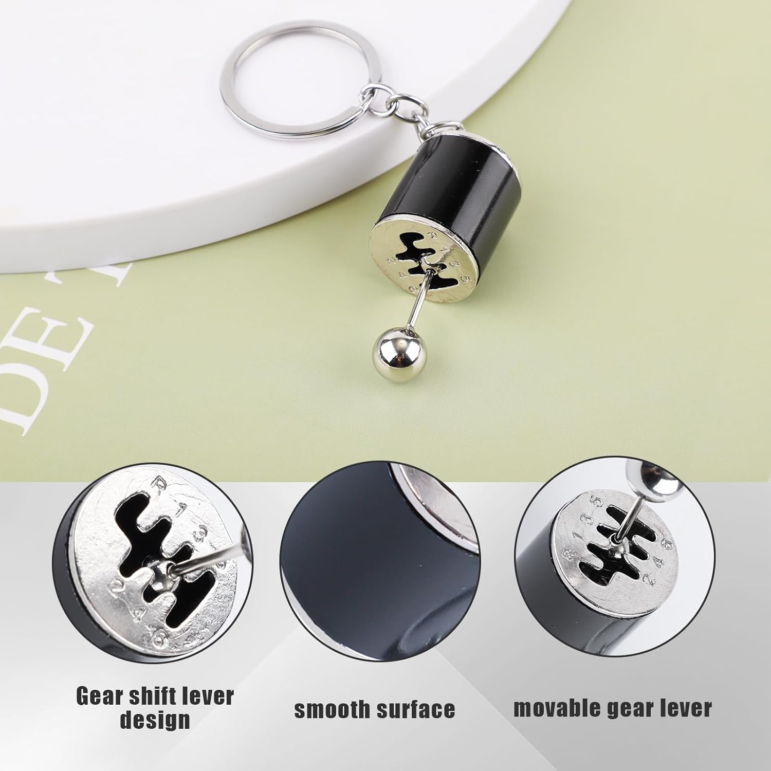 Gear Shifter Keychain, 6 Speed Manual Transmission Keychain Mini Gearbox Key Chain Stick Shift Keyring Creative Fidget Toy for Men Car Lovers Gift Auto Part Accessories