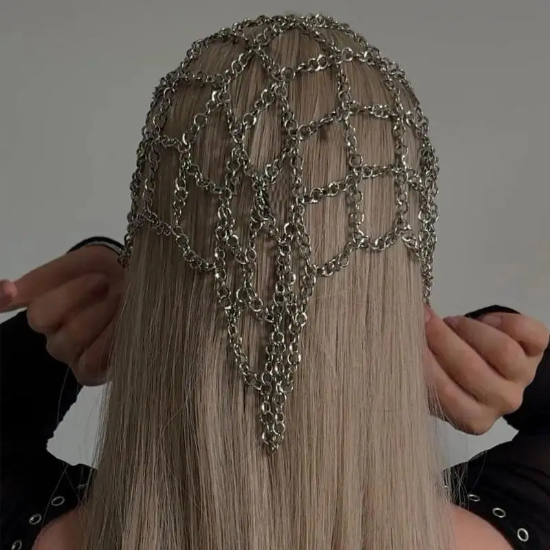 Retro Metal Mesh Head Chain Exquisite Bridal Forehead Jewelry Hollow Headdress Fashion Stage Catwalk Accessories For Women Gifts