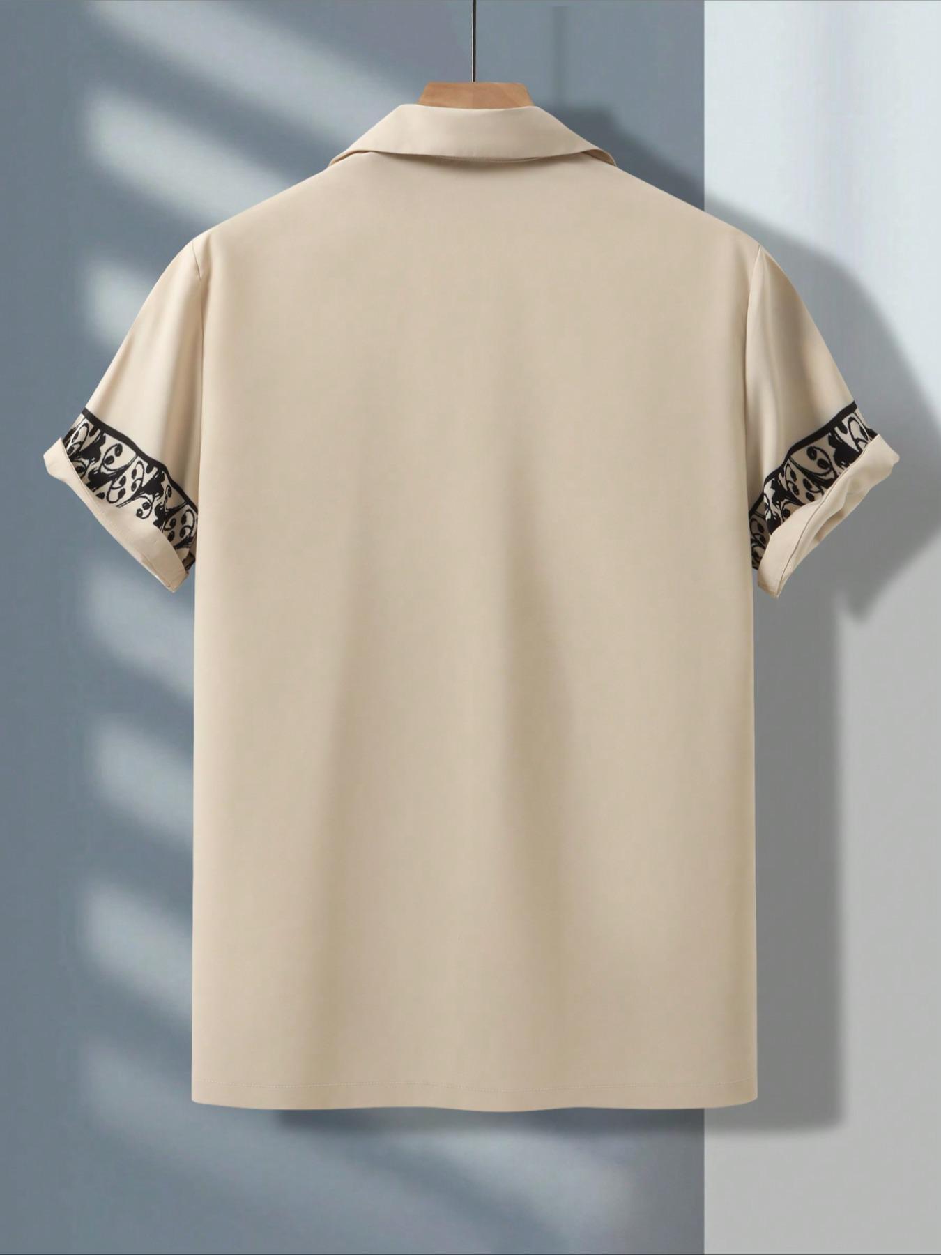 Men's Floral Print Short Sleeve Shirt, Casual Style Shirt, Regular Fit Casual Button Front Collared Top for Summer, Men's Clothes for Beach Vacation, Menswear, Casual Stylish Menswear