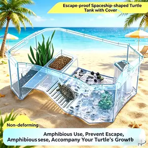 Spacecraft modeling turtle turtle tank villa small Brazilian turtle ecological breeding box turtle special tank household fish tank turtle house, essential for raising turtles and fish, durable and beautiful in appearance.