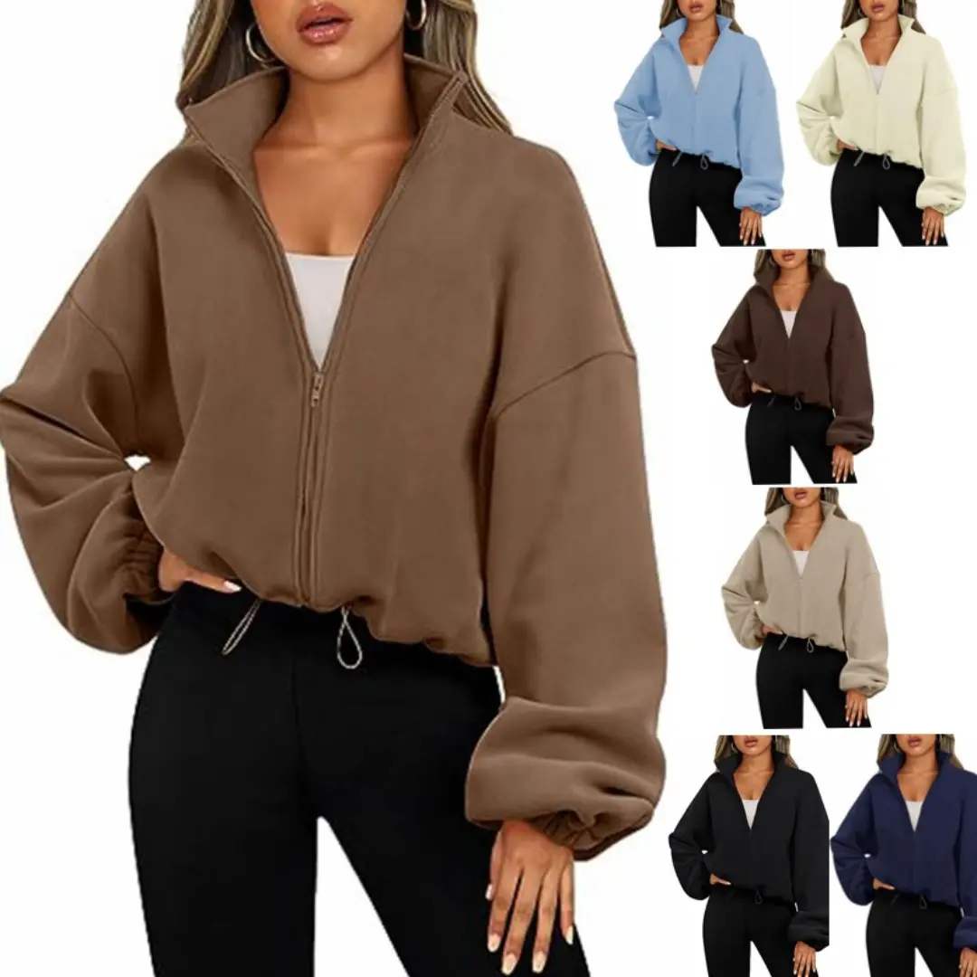 Women's Fleece Sports Jacket Stand-up Collar Fleece Zipper Jacket