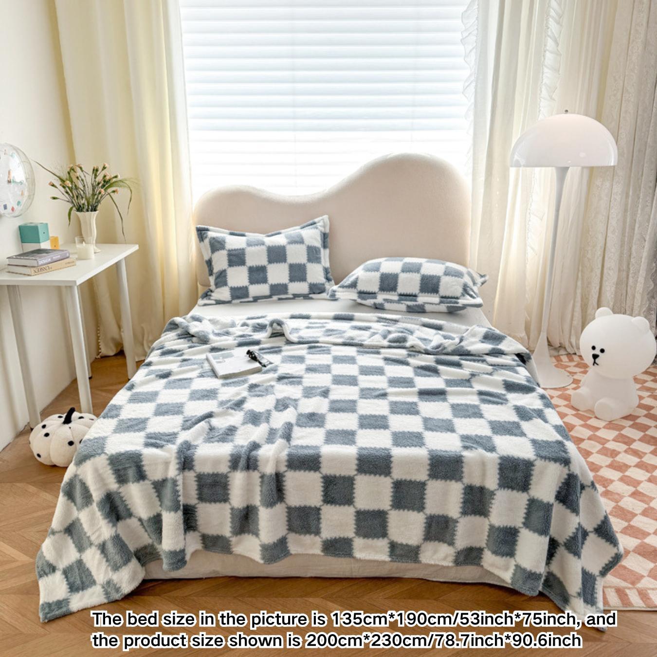 Plaid Pattern Blanket, Soft Comfortable Portable Throw Blanket, Warm Napping Blanket for Home Office Travel, Bedroom Accessories