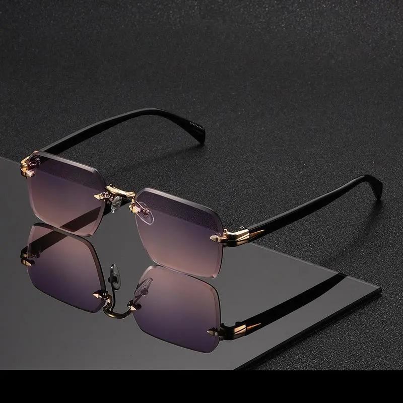 XUH Vintage Rimless Sunglasses, Unisex Classic Rectangle Nylon Sunglasses Frames with Blue Light Blocking for Daily Trendy Streetwear, Trendy Streetwear Sunglasses