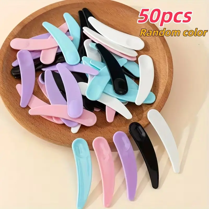 50pcs Mini Makeup Brush Set, Disposable Color Mixing Tools, Multicolor Design, Compact Elegant, Healthy PP Material, Reusable Makeup Spatula and Spoon Combo, Makeup Accessories