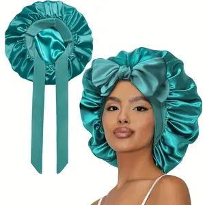 Double-Layer Satin Sleep Bonnet for Women, Soft Breathable Adjustable Night Cap, Sleeping Bonnet, Heatless Hair Care and Styling Bonnet
