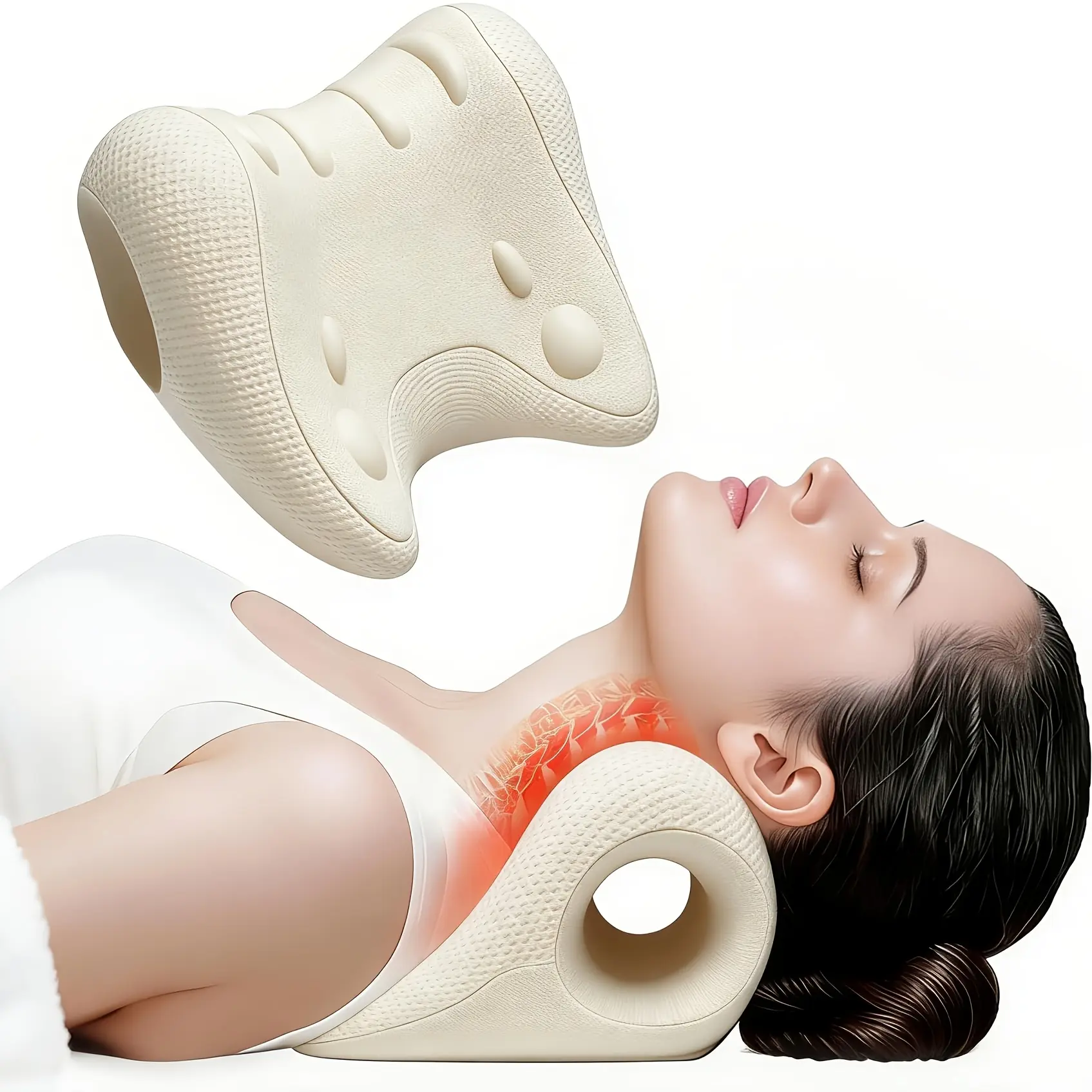 1pc Cervical Traction Pillow - Neck And Shoulder Support Cushion - Suitable for Office Workers, Excessive Phone Users, Long-Distance Drivers, And Individuals with Neck During Sleep