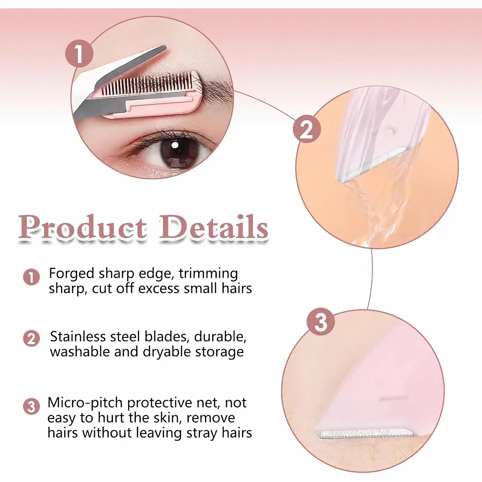 Eyebrow Trimmer Scissors with Comb,Stainless Steel Eyebrow Scissors Set,Eyebrow Trimmer, Eyebrow Shaping Tool, Eyebrow Product for Women & Girls, Portable Eye Makeup Tools for Home & Travel