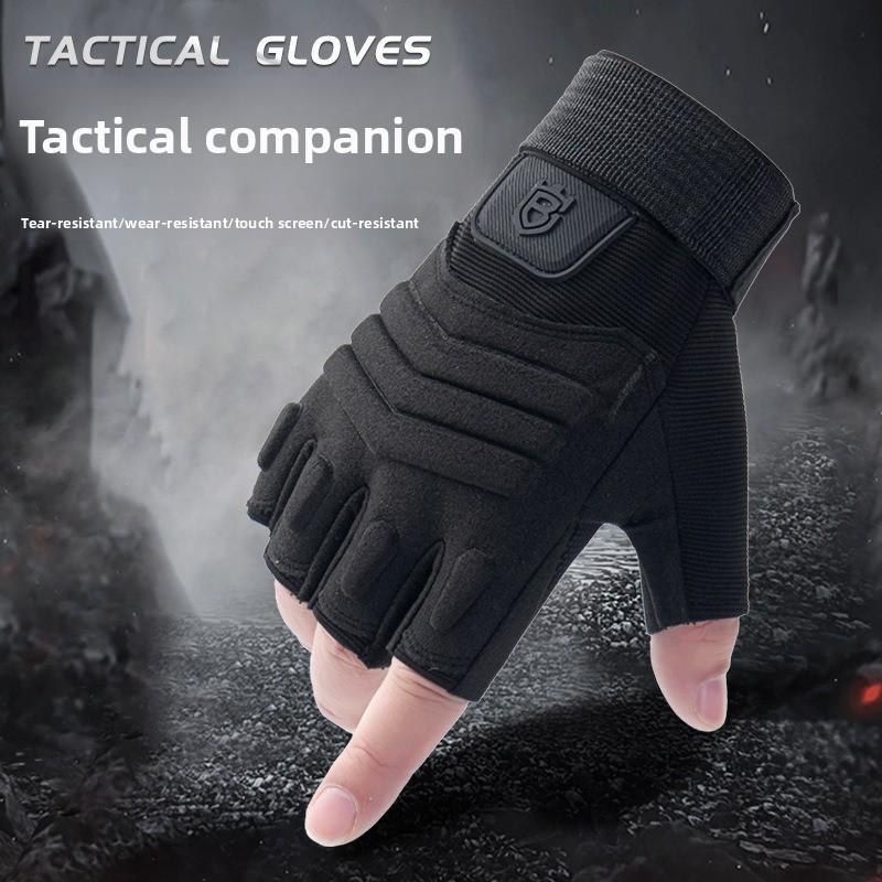 Outdoor tactical gloves non-slip men's and women's sports locomotive motorcycle riding non-slip wear-resistant protective soft half-finger gloves Waterproof Touch Screen