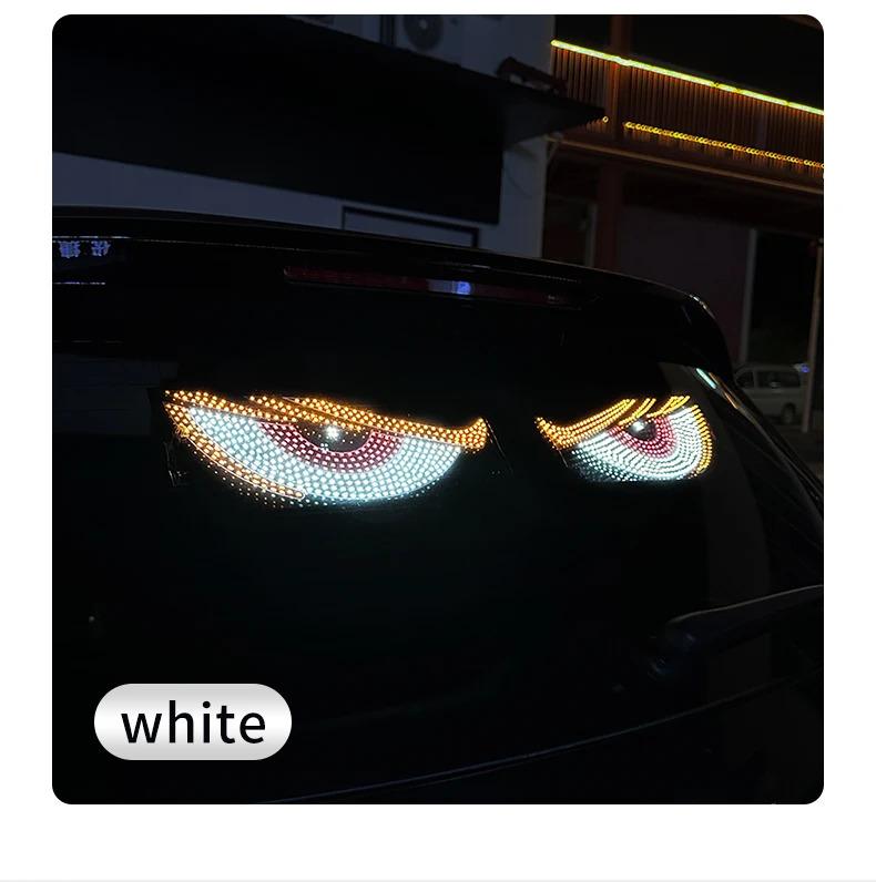 New Car Dynamic Devil's Eye Light Car Sticker Led Display Truck Car Front and Rear Windshield Glass Light Eye Warning Light