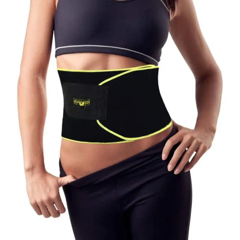 Women's Breathable Adjustable Waist Trimmer Sweat Belt - Functional Heat Boost Exercise Shapewear with Belly Wrap Support (Yellow)