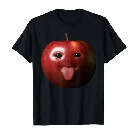Funny Meme Apple T-Shirt Funny T-Shirt Soft Cotton Crew Neck Tee Summer Soft Unisex Stylish Fashion Casual Breathable Cotton T-Shirt Funny Apple Short Sleeve