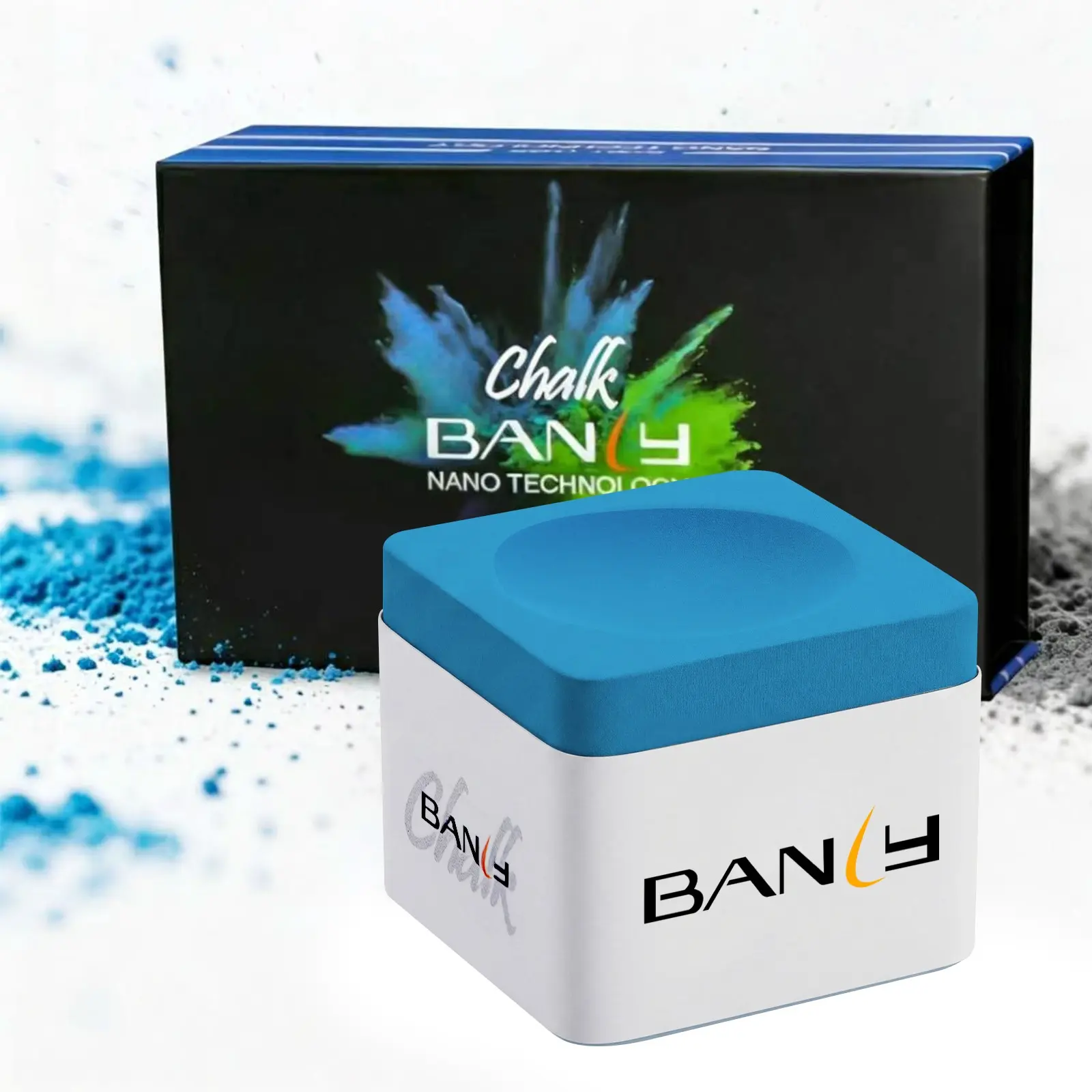 Banly Nano Fine Billiard Cue Chalk, Low Dust, High Density, Blue, Strong Adhesion, Spin Control, Clean Application