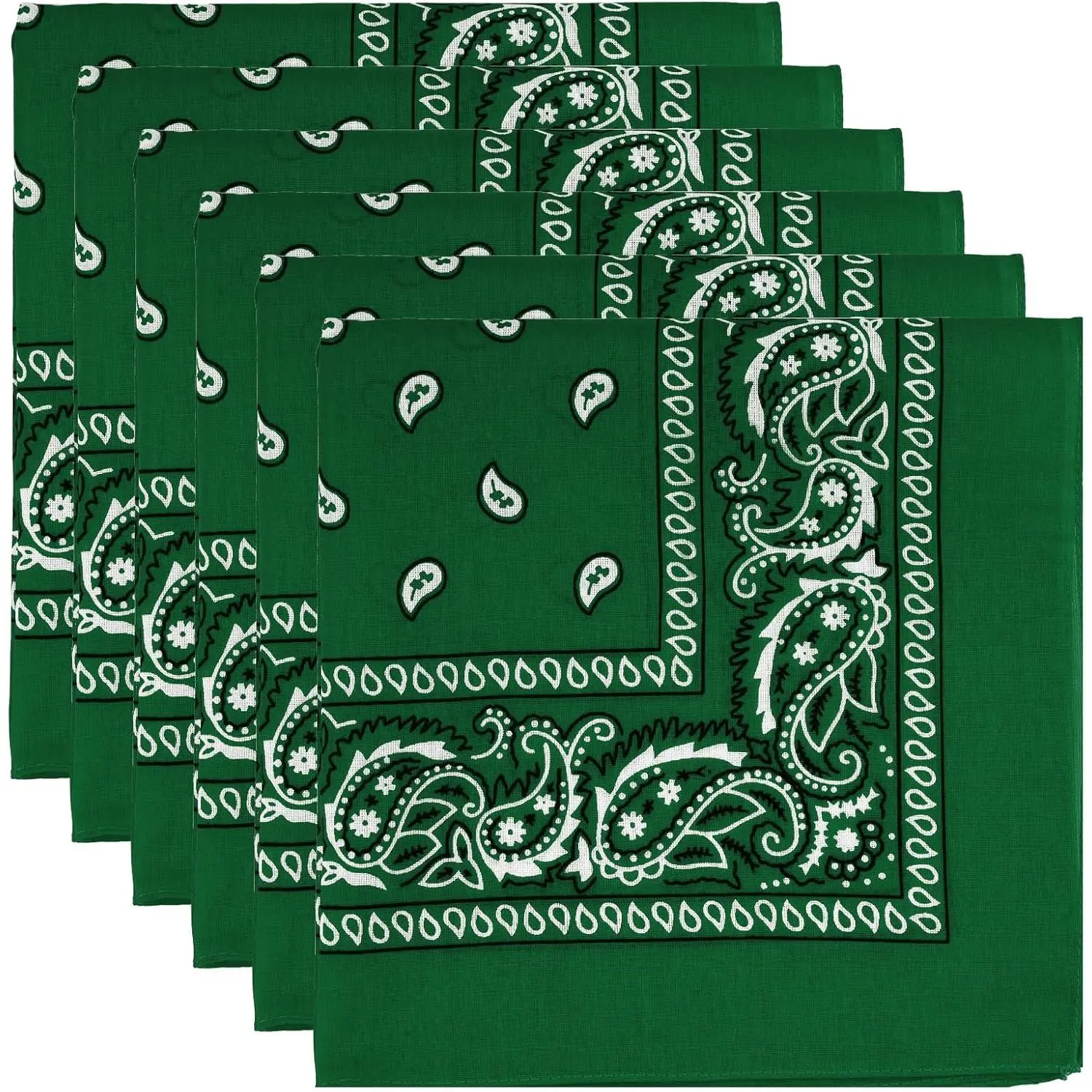 6 Pack Pure Cotton Bandana, Multi-Purpose Square Handkerchief, Face Mask headband for Men and Women