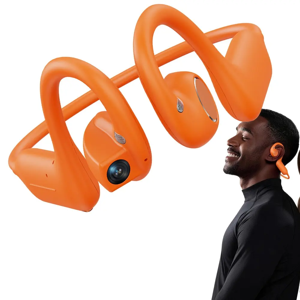 Wireless Bone Conduction Headphones with AI Translation,Hands-Free POV Camera, Photo and Video Shooting, Audio Recording, AI Real Time Translation ,AI Assistant ,8GB Memory, 10 Hours Music Time , Bluetooth Calling, Bluetooth Sport Earphones with App