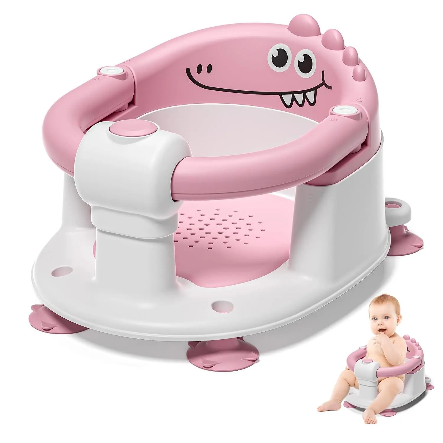 Baby Bath Seat for Babies 5 Months & Up - Non-Slip Bath Seat for Sitting Up, Soft Cushion & Compact Design, Toddler Bathtub Seat