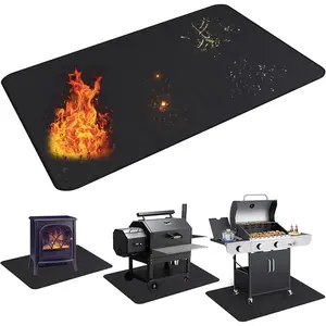 Large 65 x 48 inches Under Grill Mat for Outdoor Grill,Double-Sided Fireproof Grill Pad for Fire Pit,Indoor Fireplace Mat Fire Pit Mat,Oil-Proof Waterproof BBQ Protector for Decks and Patios