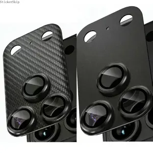 2pcs Carbon Fiber Aluminum Armor Camera Lens Protector for iPhone 17 Pro Max, Full Coverage Lens Cover, Shatterproof Strong Adsorption, Case Friendly Camera Accessory