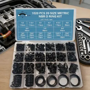 1020 PCS SAE Standard O Ring Kit Nitrile Rubber O-Rings Assortment with O‘Ring Pick for Hydraulic Automotive Plumbing Faucet Seal Repair 20 Size