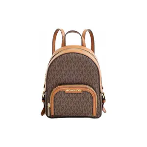 Michael Kors MK Jaycee Leather Backpack – Small Women’s Gold-Logo Printed Brown Bag